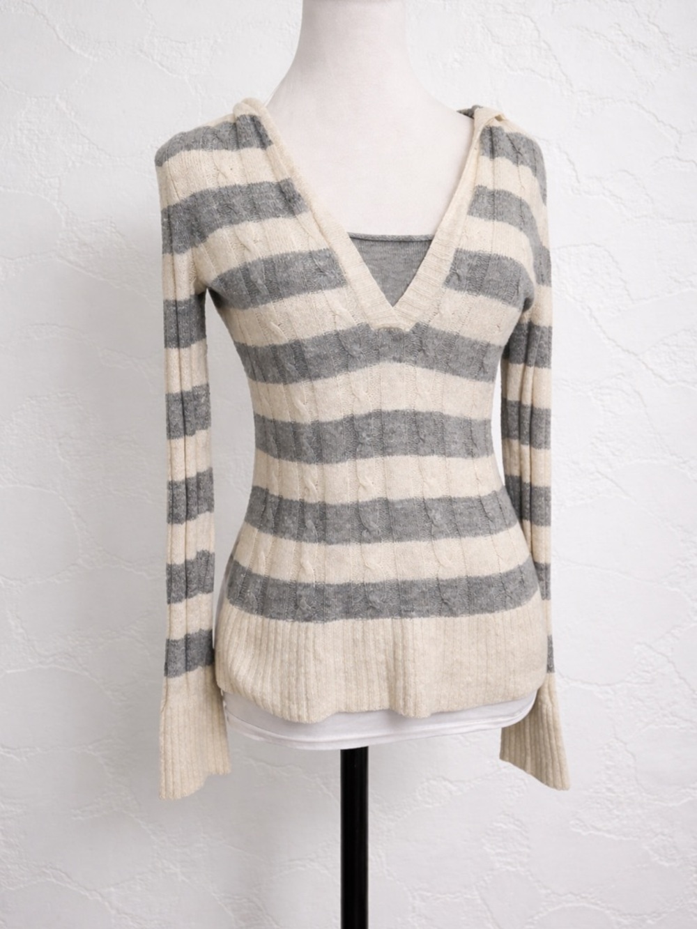 Y2K Hooded Striped Sweater Wool Blend Bella Swan Elena Gilbert M